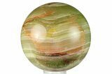 Polished Green Banded Calcite Sphere - Pakistan #301453-1